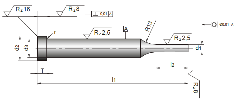 Пуансон ступенчатый с цилиндрической головкой 
форма B, ISO 8020-8021 — фото 2