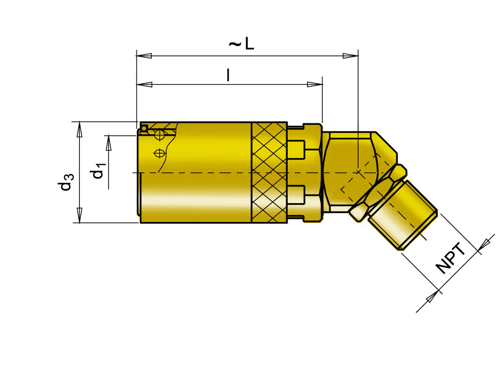 Угловой соединитель 45° NPT Без клапана CD09