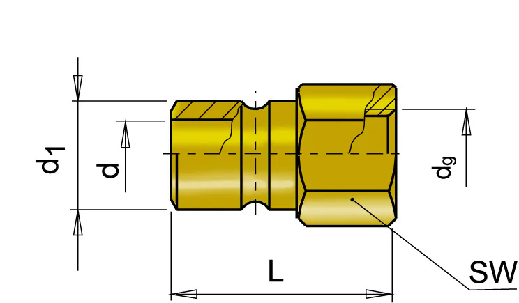 Наконечник фитинга с внутренней резьбой BSPT CD26